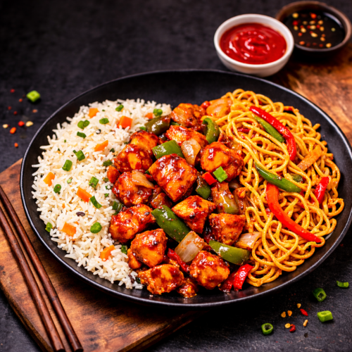 Chicken Chilli with Rice or Noodles